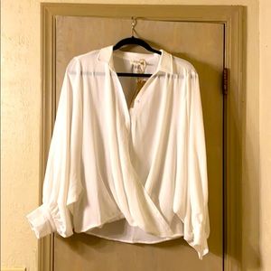 NWT White Dolman Collared Blouse Size S